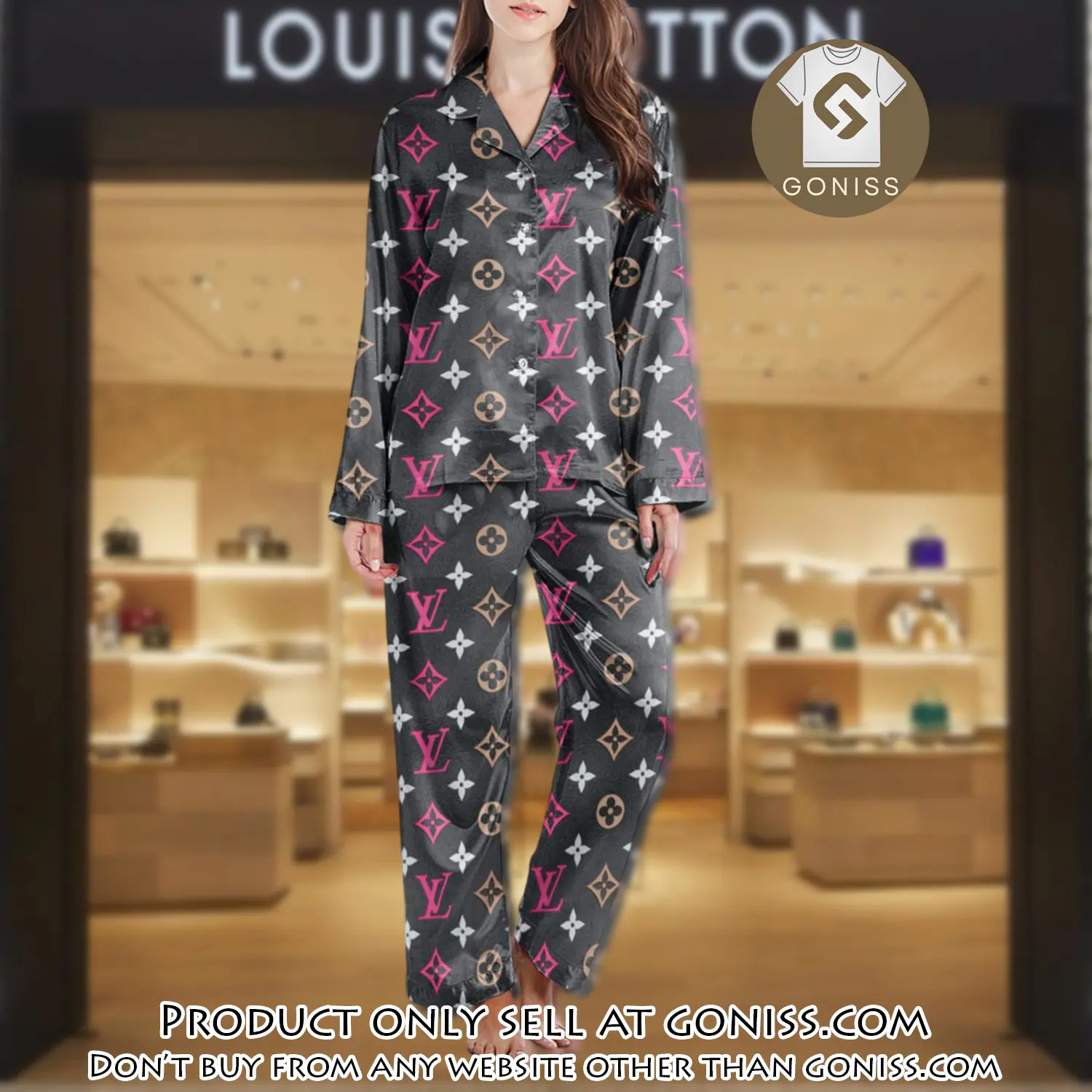 Lv monogram long satin pajama set pjs1006 gn1213087